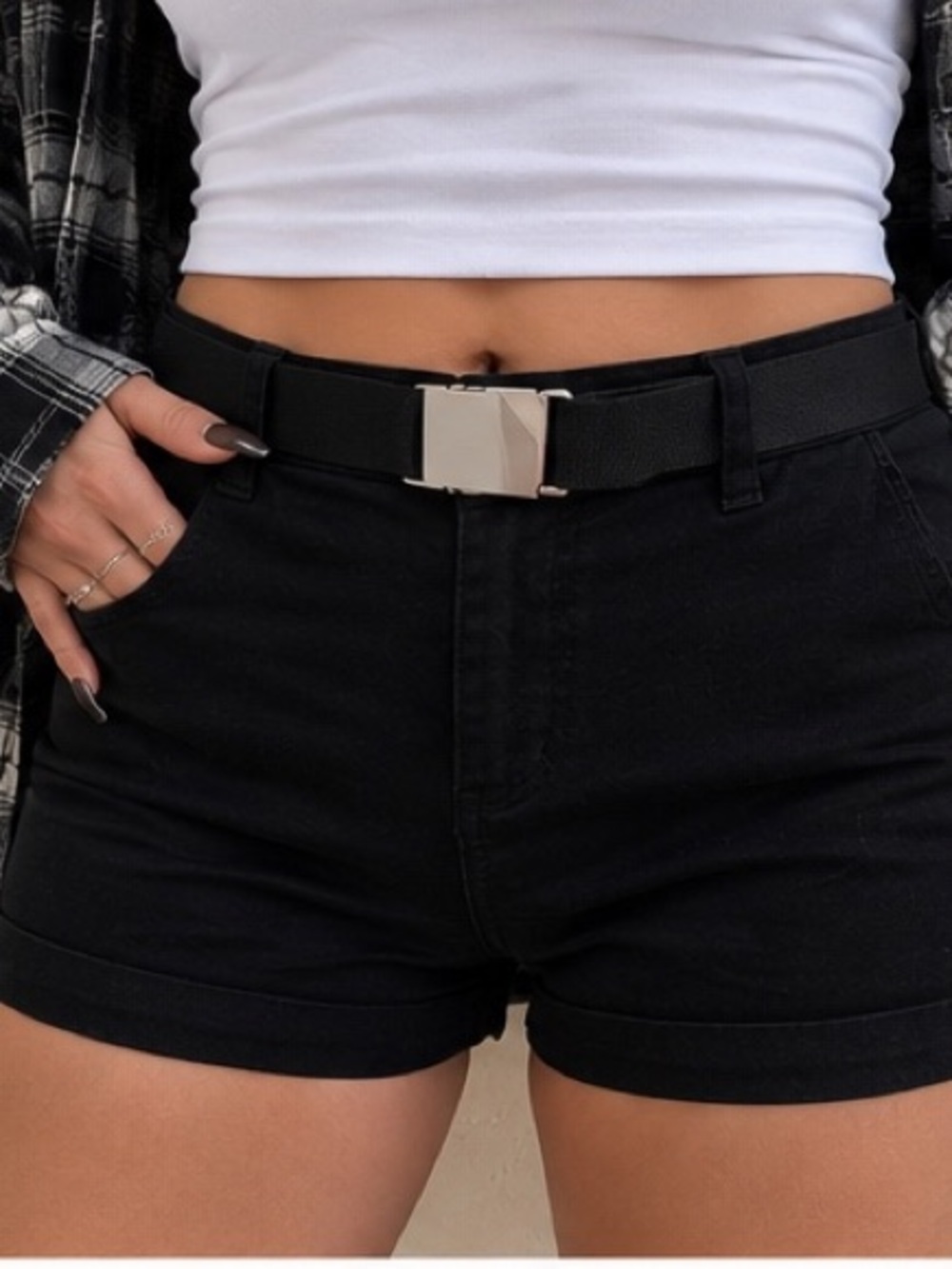 Faded Glory Black Chino Shorts Women’s Size 12 Stretch Casual Summer